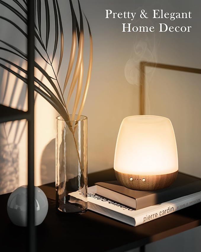 Essential Oil Diffuser - 2.4MHz Ultrasonic Glass Diffuser for Home&Commercial, 180ml, Pulse&Continuous Mist, 7 Mood Lighting Modes, Waterless Auto-Off, Aromatherapy Diffuser with Light