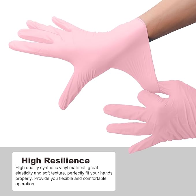 Disposable Gloves Large, Nitrile and Vinyl Blend Material Gloves, Latex Free 4 Mil 1000 Pc Food Grade Glove for Cleaning, Food Prep,Hair Dye,Tattoo, Pink