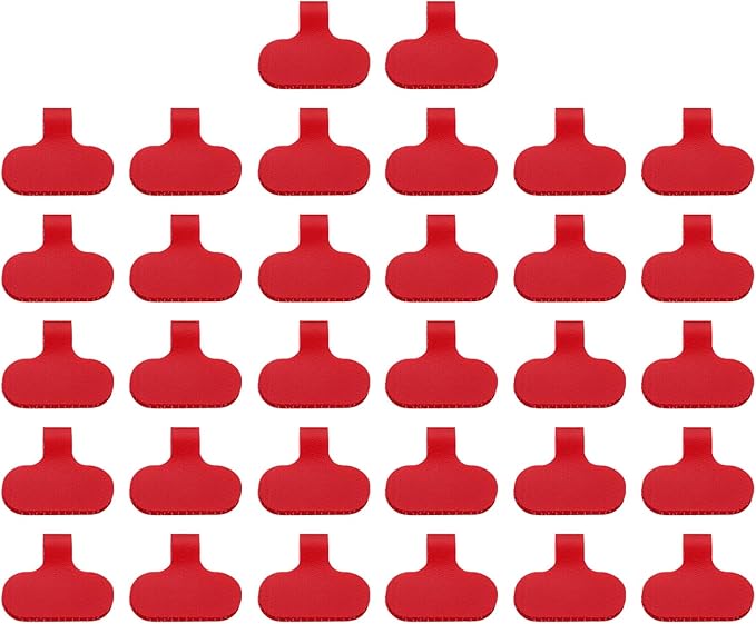 PATIKIL 2.4 x 1.5 Inch Cable Labels, 32 Pcs Electronic Cable Identification Tags Nylon Write on Wire Labels Oval Cord Tags Labeling for Electronics Management Organization, Red