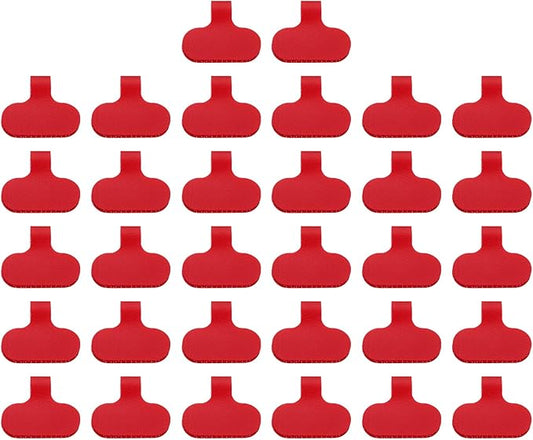 PATIKIL 2.4 x 1.5 Inch Cable Labels, 32 Pcs Electronic Cable Identification Tags Nylon Write on Wire Labels Oval Cord Tags Labeling for Electronics Management Organization, Red