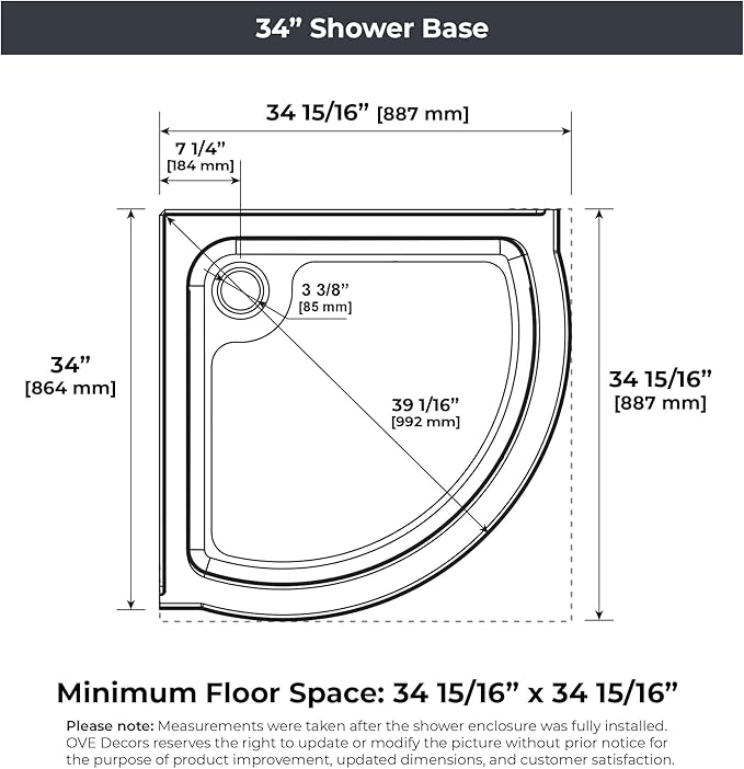 OVE Decors Breeze 36 in. Corner Shower Clear Sliding Door with Base in Black Finish