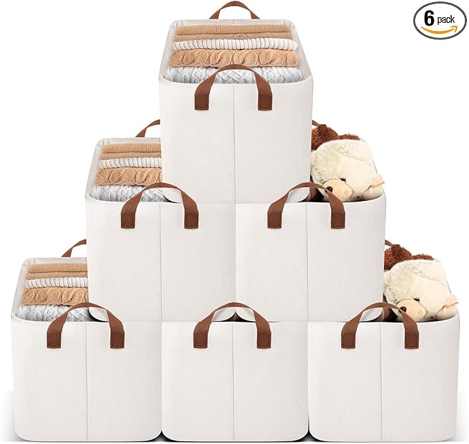Rectangle Basket, Closet Bins, Fabric Bins for Organization, Large Baskets for Shelves, Closet Organizers, Shelf Baskets With Wire Frame