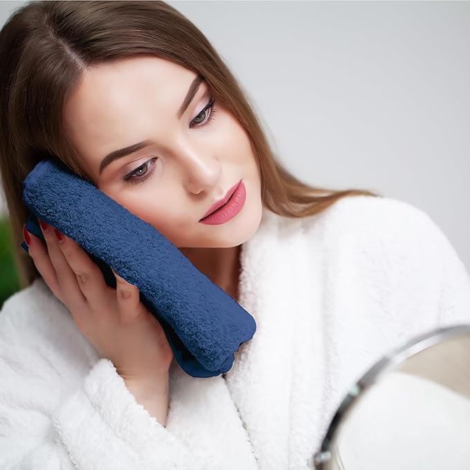 Face Towels Pack of 12 – 100% Cotton Wash Cloths (12x12 inch) – Soft, Quick Dry & Highly Absorbent Hand Towels for Bathroom, Spa, Gym, Kitchen and for Daily Use - (Royal Blue)