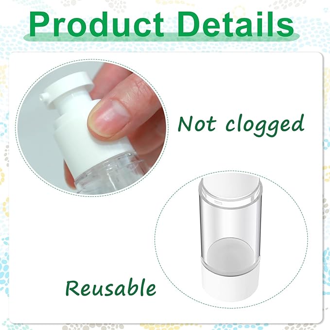 60 Pcs Clear Airless Pump Bottles Refillable Cosmetic Travel Size Dispenser Vacuum Plastic Travel Bottles Empty Lotion Pump Dispenser Liquid Toiletry Container(2.7 oz)