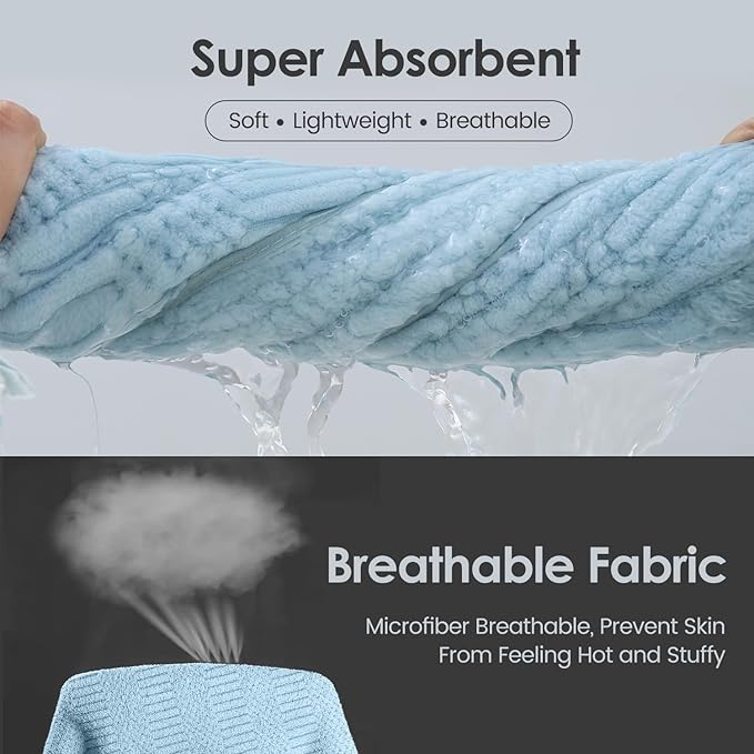 Microfiber Bath Towels, Large Bathroom Towel 2 Pack (30" x 60"), Oversized, Soft, Super Absorbent and Fast Drying, Multipurpose Use for Sport, Fitness, Yoga, Diamond Cross Grid Light Blue