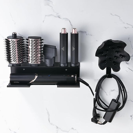 Affogato Hair Dryer Holder Compatible with Shark FlexStyle, Wall Mount Organizer for Shark Flex Style HD430/HD435/HD440BK/HD433CP Attachments, Storage Rack for Curlers Brushes Diffuser Accessories