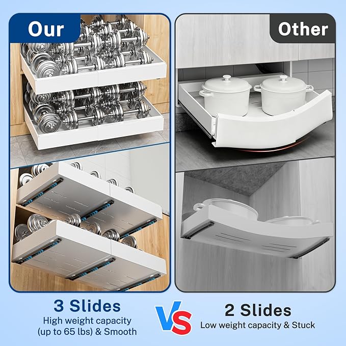 Insputer 4 Pack Pull Out Cabinet Organizer Expandable Width(12.2"-20.47") & 21" Deep