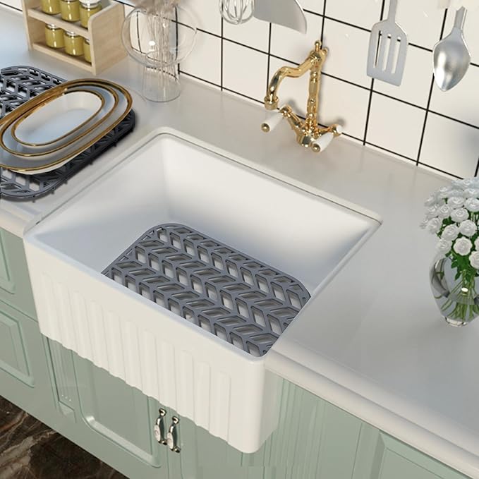 AWOKE Sink Protectors for Kitchen Sink - 12.25" x 11.5" Sink Mat - Heat-resistant Easy-clean Silicone Sink Mat - for Protection of Stainless Steel Sink Pack of 2