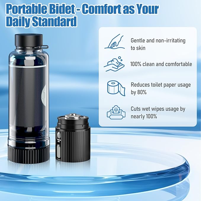 Heated Portable Bidet for Travel, JUTIMER 7500mAh Rechargeable Travel Bidet Sprayer with 200ml Bottle, Waterproof Handheld Bidet for Personal Hygiene Cleaning
