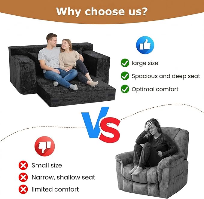 Convertible Sofa Bed, 5 in 1 Small Boneless Couch Pull Out Loveseat Sleeper Sofa,Corduroy Futon Couch Folding Mattress with 4 Pillows for Living Room Bedroom Lounge (No Assembly)