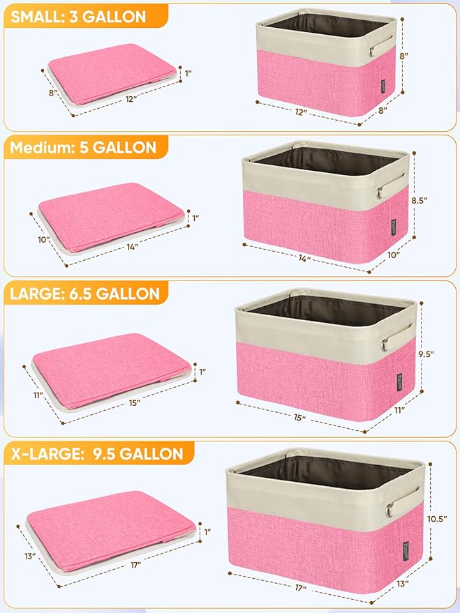 BALEINE 1 Pack Fabric Closet Storage Bins for Shelves, Linen Closet Organizers and Storage, Decorative Baskets for Organizing, Shelf, Clothes, Home, Office (Pink, 14''x10''x8.5')