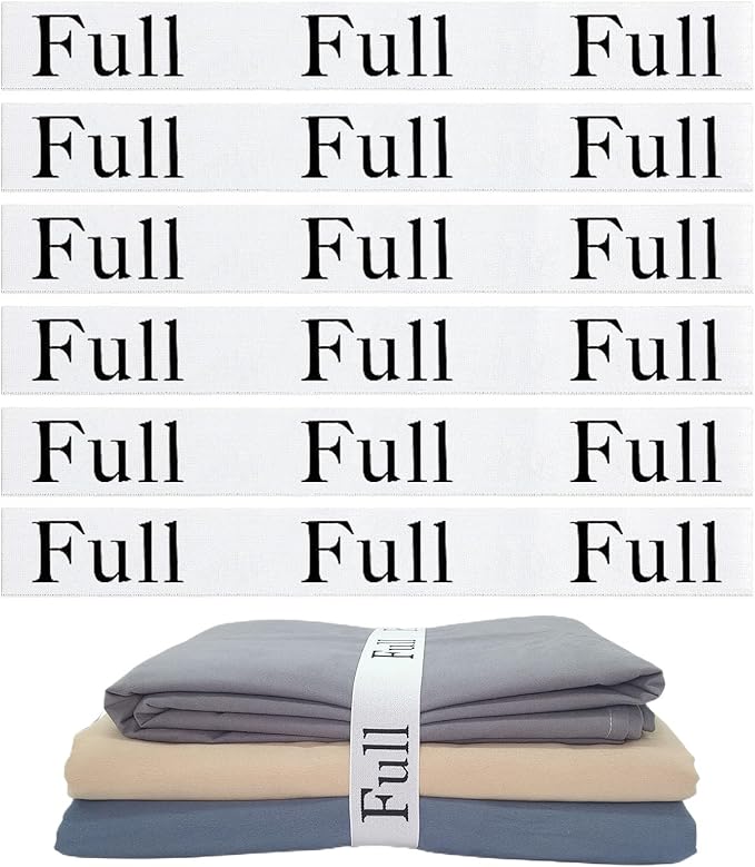 6 Pieces Bed Sheet Organizer Bands, Sheet Organizers and Storage Label Bands, Sheets Organizer for Closet, Sheet Label for Bedding, Sheet Keepers Linen Labels Bedding Bands (White, 6Pcs Full)