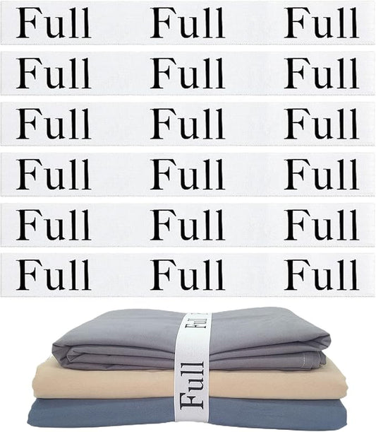 6 Pieces Bed Sheet Organizer Bands, Sheet Organizers and Storage Label Bands, Sheets Organizer for Closet, Sheet Label for Bedding, Sheet Keepers Linen Labels Bedding Bands (White, 6Pcs Full)
