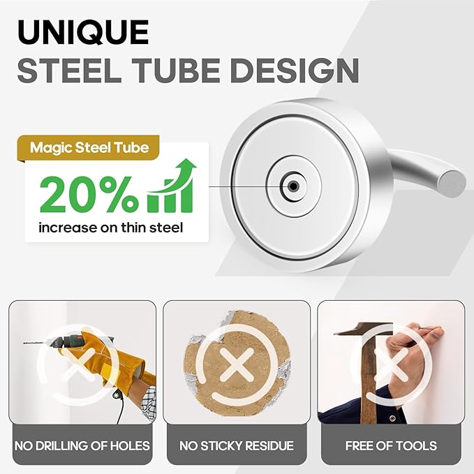 Neosmuk Magnetic Hooks, Cruise Ship Essentials, 30lb+ Heavy Duty Magnetic Hooks for Cruise Cabins, Refrigerator, Grill, Hanging, and Travel | Extra Strong Must-Haves Magnet Hook,Silver