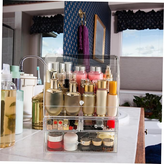 Modern Acrylic Makeup Storage Box Lid Desktop Organizer Tidy Storage for Cosmetics Stylish for Girlfriend Wife