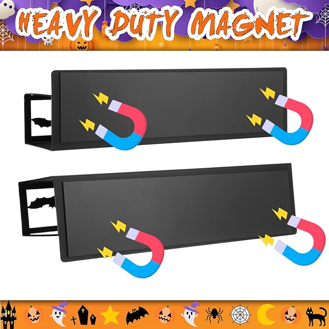 2 Pack Bat Magnetic Spice Rack for Refrigerator Metal Magnet Basket Shelf for Fridge Seasoning Storage Organizers Home Decor Kitchen Accessories (Black)