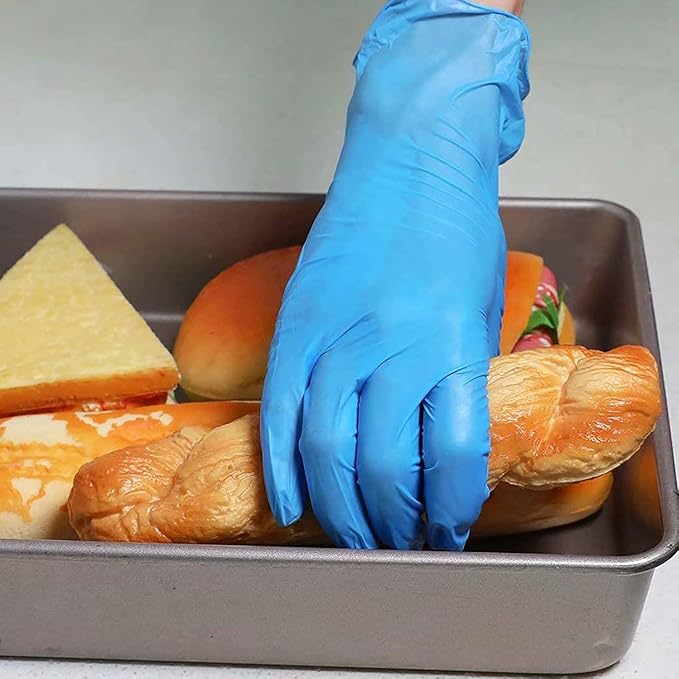Disposable Gloves Large, Nitrile and Vinyl Blend Material Gloves, Latex Free, 4 Mil,1000 Pc. Food Grade Glove for Cleaning, Food Prep, Hair Dye, Tattoo, Blue