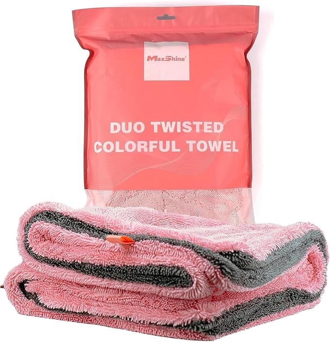 20" x 24" Universal Pink Car Drying Towel – 1200 GSM Rinse-Free Double-Sided Microfiber Towel – Plush, Super Absorbent for Car Wash & Detailing