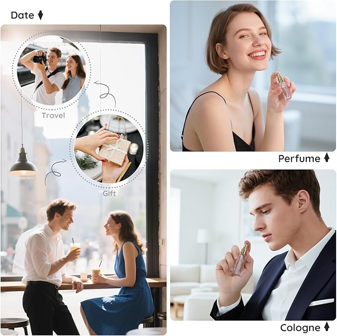 Segbeauty 40pcs 0.34oz Glass Travel Perfume Atomizer Refillable, Mini Glass Perfume Spray Bottle, 10ml Travel Cologne Sprayer with Dispensing Tool, Bulk Fine Mist Spray Bottles Fragrance Atomizer