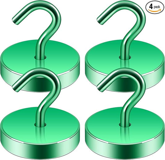 Neosmuk Magnetic Hooks, Cruise Ship Essentials, 10lb+ Heavy Duty Magnetic Hooks for Cruise Cabins, Refrigerator, Grill, Hanging, and Travel | Extra Strong Must-Haves Magnet Hook,Green
