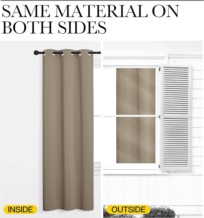 NICETOWN Bedroom Curtain Panels Blackout Draperies, Thermal Insulated Solid Grommet Blackout Curtains/Drapes (Taupe, 1 Pair, 34 by 72-inch)
