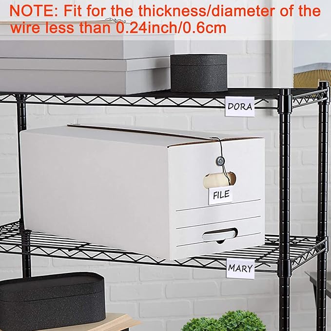 50PCS Basket Bin Labels Clip On,Clear Plastic Wire Shelf Price Tags,Labels for Storage Bins,Merchandise Sign Display Holder,50PCS Paper Inserts Included(Size:3.54x1.57inch/9x4.2cm)