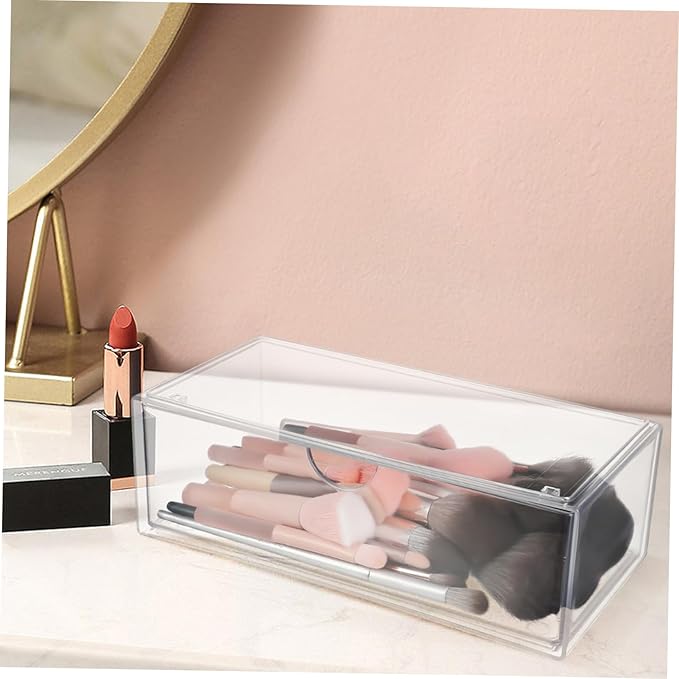 MERRYHAPY 3pcs Makeup Organizer Vanity Storage Box Lipstick Holder Desktop Cosmetics Organizer Lidded Storage Bin for Bathroom