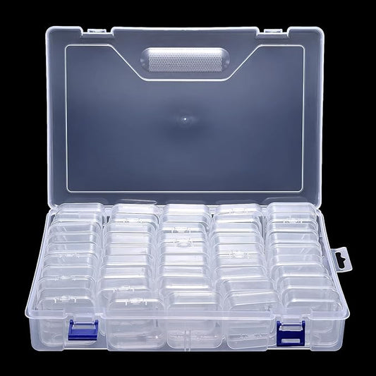 Bead Storage Box Clear Plastic Organizer Containers with Hinged Lids for Bracelet Making Nail Art Seed Beads Stack Craft Case Travel-Friendly Design (45pcs)