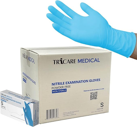 Nitrile Exam Gloves, Chemo Drug Tested, Latex free, Powder free, 4.3 Mil, Blue, Case of 1000