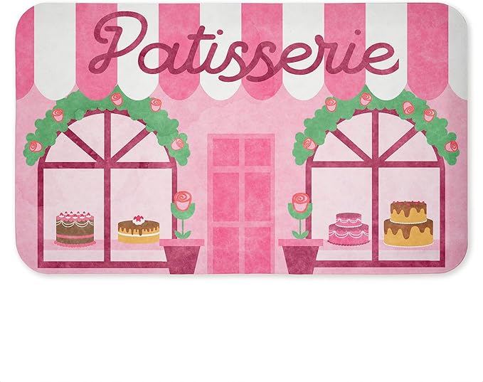 Patisserie Kitchen Baked Goods Anti-Fatigue Floor Mat, Ergonomic Cushioned Kitchen & Standing Mat with Non-Slip Backing, Eco-Friendly Comfort Mat, Design by Lil' Rue, 30"x18"