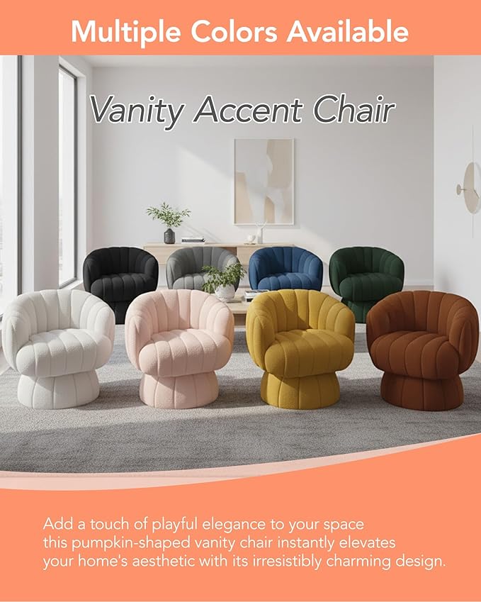 Premium Pink Velvet Swivel Chair - Mid-Century Modern Round Accent Chair