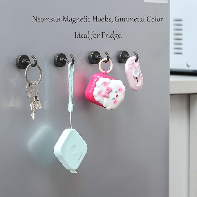 Neosmuk Magnetic Hooks,Heavy Duty Earth Magnets with Hook for Refrigerator, Extra Strong Cruise Hook for Hanging, Magnetic Hanger for Cabins, Grill (Grey, 6 Pack)