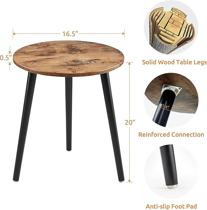 Round Side Table - Modern Nightstand End Table for Small Spaces
