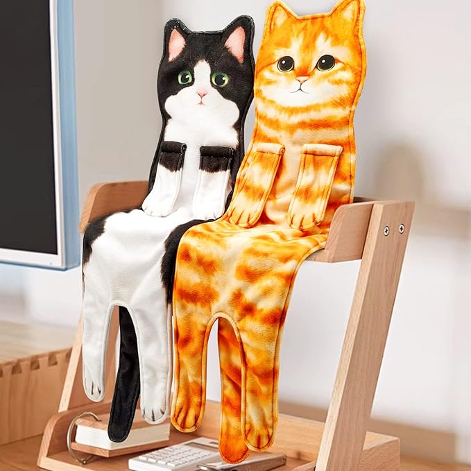 PAT JUUMG Funny Cat Hand Towels for Bathroom Kitchen Decor Towel,Cute Decorative Hanging Face Towels,Super Absorbent Soft, Housewarming Gift,Cat Lovers Gifts for Women (Tuxedo Cat)