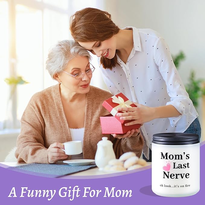 Birthday Gifts for Mom from Daughter Son - Mother's Day Candles Funny Mom Gifts Valentines Gift for Woman, Mom's Last Nerve Lavender Scented Candles (9 oz)