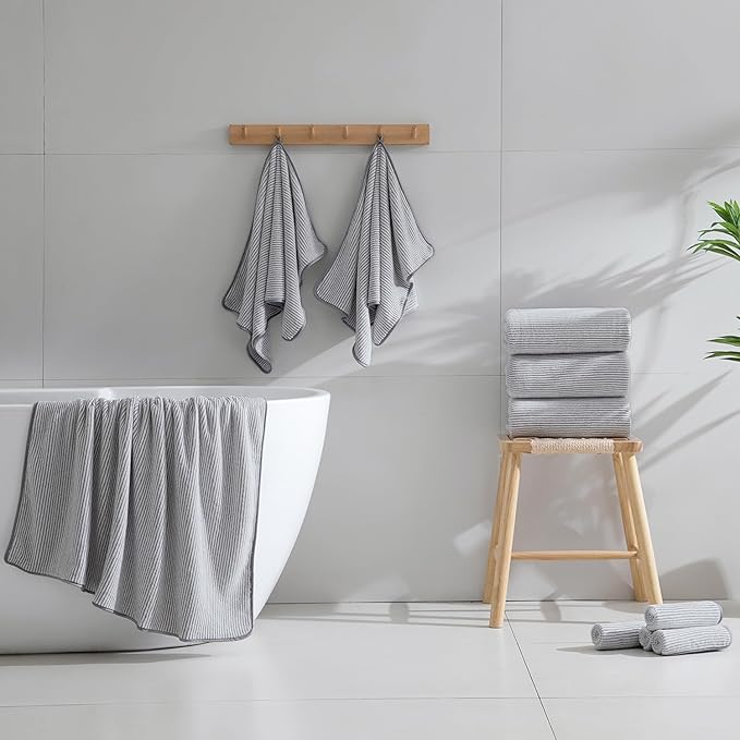 4 Piece Bath Towel Set 35"x70"Oversized Bath Towel for Bathroom Ultra Soft Fluffy Extra Large Bath Sheet Luxury Premium Bathroom Towel Highly Absorbent Quick Dry Shower Towel for Hotel Spa,Grey