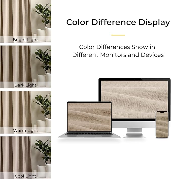 INOVADAY 100% Blackout Curtains for Bedroom, Black Out Curtains 96 Inch Long, Clip Rings Linen Blackout Drapes, Thermal Insulated Room Darkening for Living Room, 2 Panels - Oatmeal,W50xL96