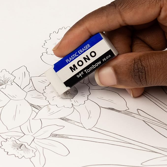 Tombow 57321 MONO Eraser, White, Small, 5-Pack. Cleanly Removes Marks Without Damaging Paper