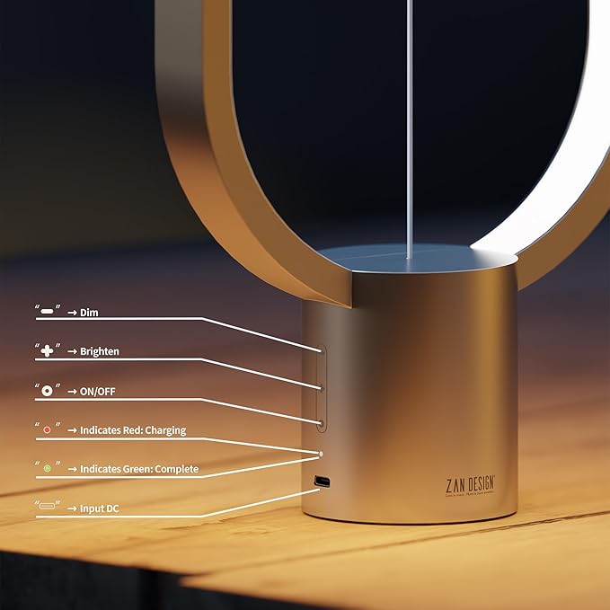 Balance Table Lamp - Rechargeable Bedside Lamp with Touch Dimmer