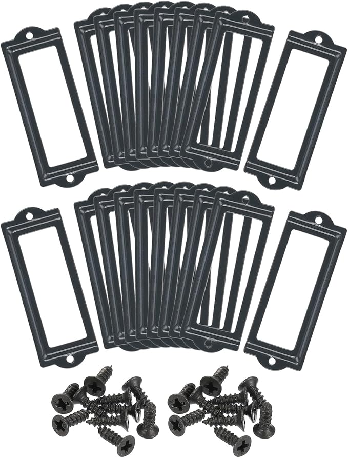 uxcell Metal Label Holders, 83x30mm 40pcs File Name Card Tag Label Holder Frame for Office Library Drawer Cabinet Shelves, Gray