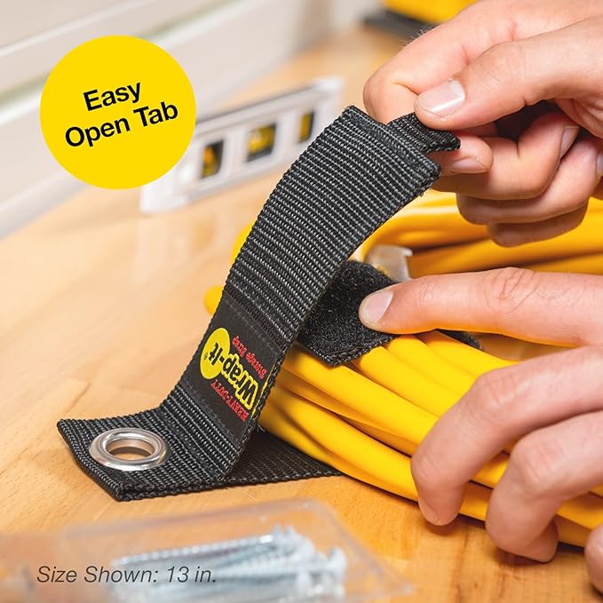 Heavy-Duty Wrap-It Storage Straps - (Assorted 6-Pack) Silver - Garage Organizer and Extension Cord Hanger and Electric Cord Organizers for Garage Gadgets