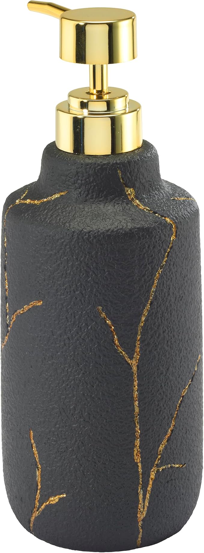 Nicole Miller - Bathroom Set, 4pc Resin Countertop Accessories, Dorm Room Essentials (Sydney Collection, Black/Gold)