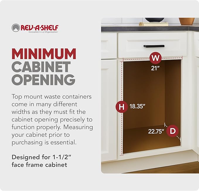 Rev-A-Shelf Top Mount Double Pullout Under Cabinet 35 Quart Kitchen Trash Cans with 150 Pound Rated Full-Extension Slides, 4WCTM-24DM2