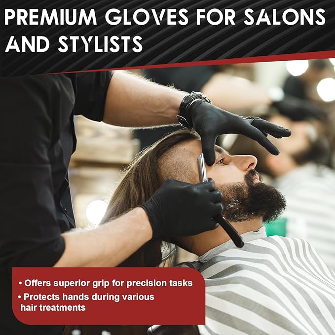 M68 Black Nitrile Gloves - 4 MIL Thick, Latex & Powder Free, Textured Fingertips, Chemical-Resistant, Disposable, Non-Sterile