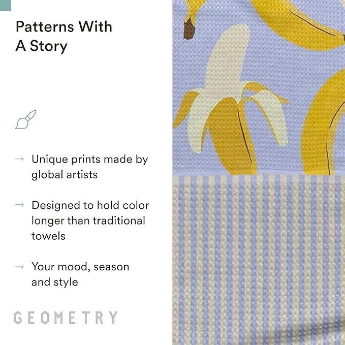 Spring Kitchen Towels - Quick Dry Microfiber Cloth Spring & Summer Dish Towels for Kitchen Drying - Premium Quick Dry Towel - Banana Bliss, 18" x 30" - 2-Pack