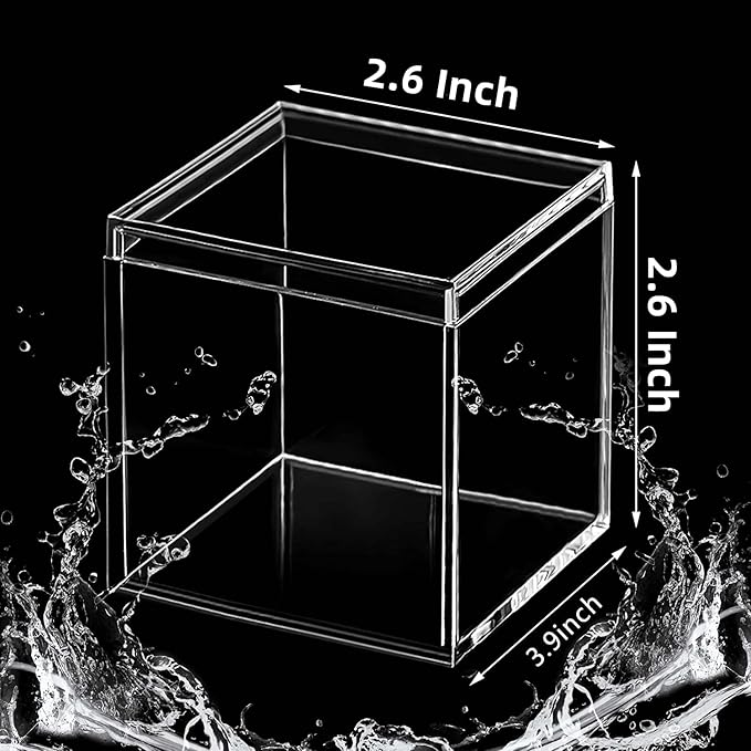 KissYou Acrylic Display Box with Lid 2 Pieces Clear Square Cube Jewelry Storage Contanier Wedding Candy Boxes