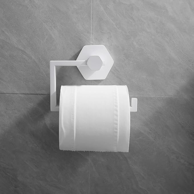 GERZWY Bathroom 2-Pieces Accessories Sets White Stainless Steel (Toilet Paper Holder Towel Ring)