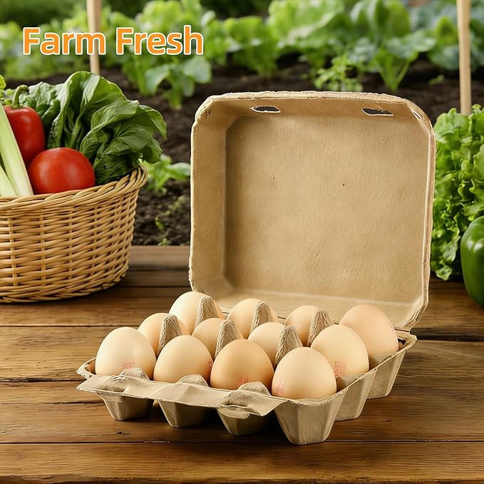 30 Pack Egg Cartons 3x4 Style,12 Egg Carton,Sturdy Paper Pulp Egg Cartons for Chicken Eggs, Reusable Biodegradable Egg Holders for Farm Fresh Eggs, Refrigerator Storage, Farmers Market, Home Use
