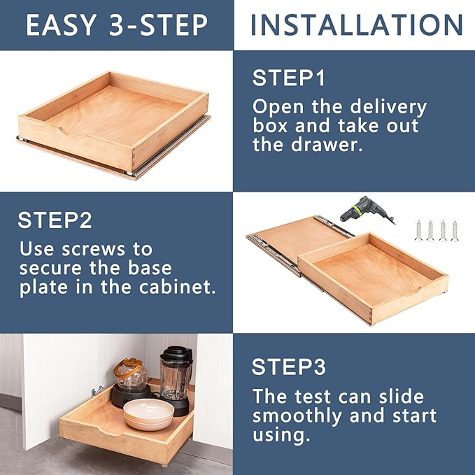 Pull Out Cabinet Drawers - 6x2 Size Options (12-23'W,18-21'D), Pre-Assembled with Soft Close Slides, Solid Beechwood, Easy Installation (16'W x 21'D)