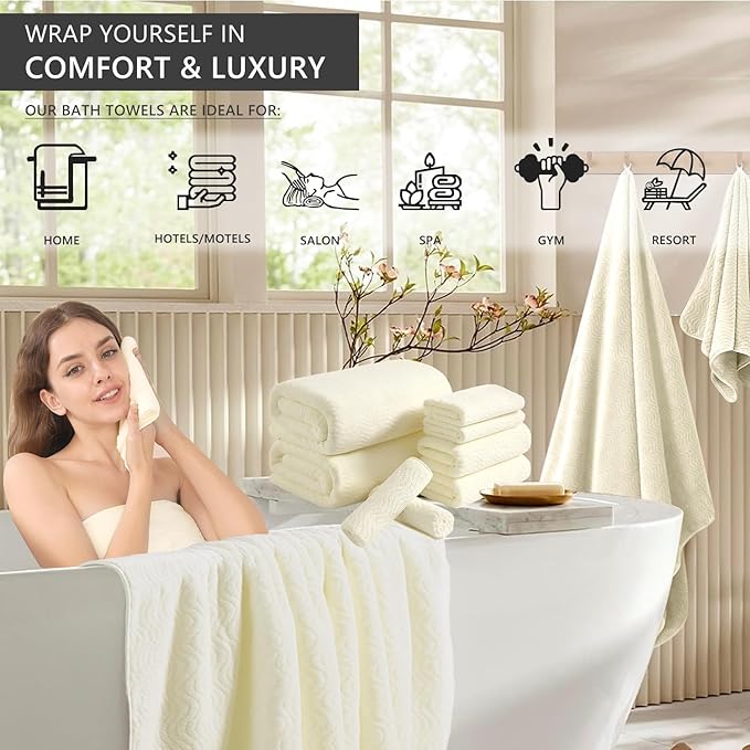 4 Piece Extra Large Bath Towel 35"x70" Oversized Bath Sheet Bath Towel Set for Bathroom Ultra Soft Cozy Highly Absorbent Quick Dry Bathroom Towel for Spa Gym Hotel,Shower Towel for Daily Use,Cream